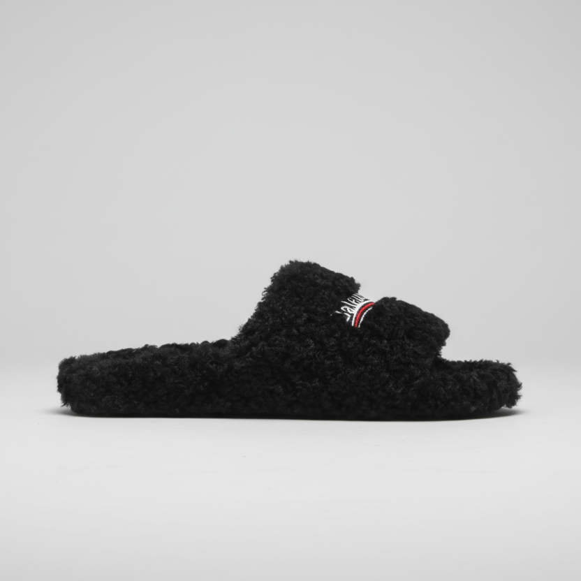 "Balenci" Fur Slides