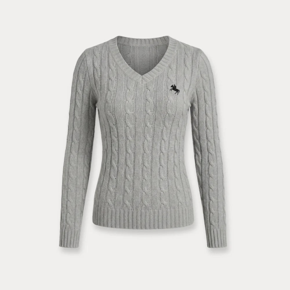 Cable Knit V-Neck Sweater