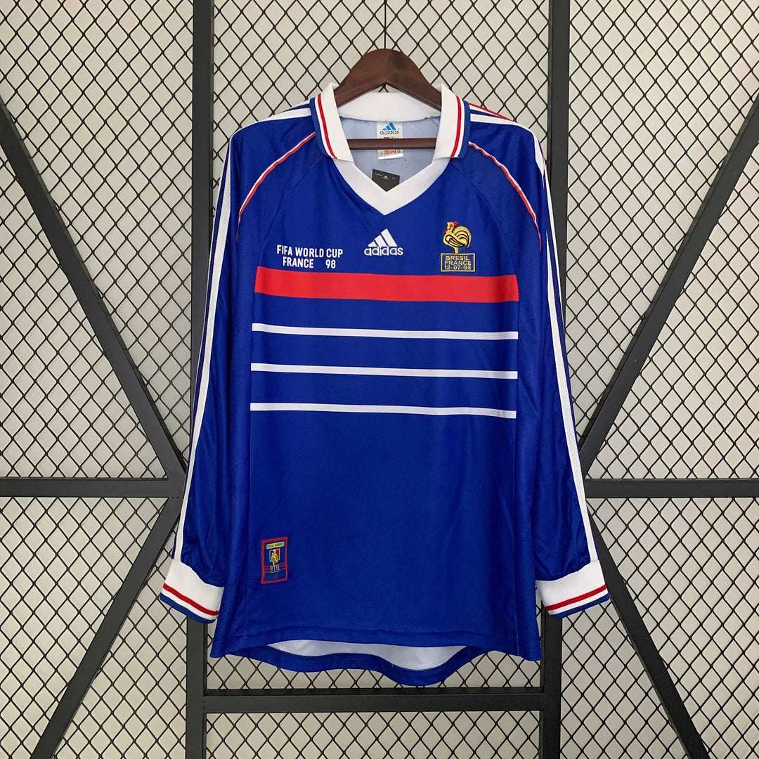 1998 Retro Frankreich Heimtrikot Langarm