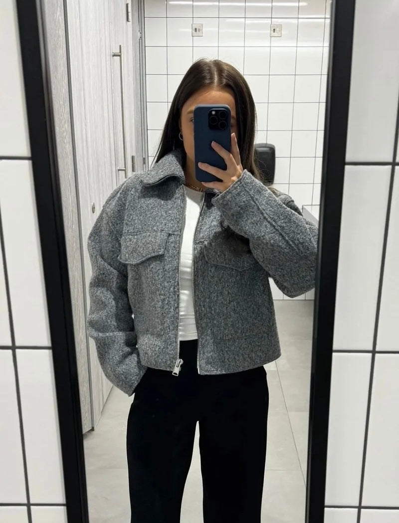 Cropped Woll Jacke