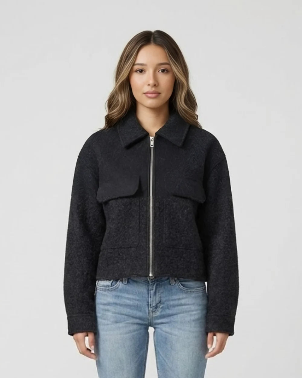 Cropped Woll Jacke