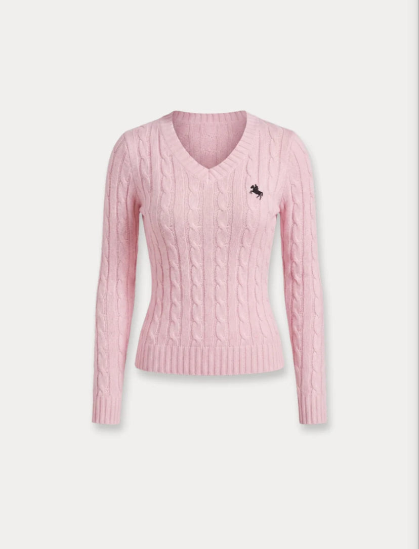 Cable Knit V-Neck Sweater