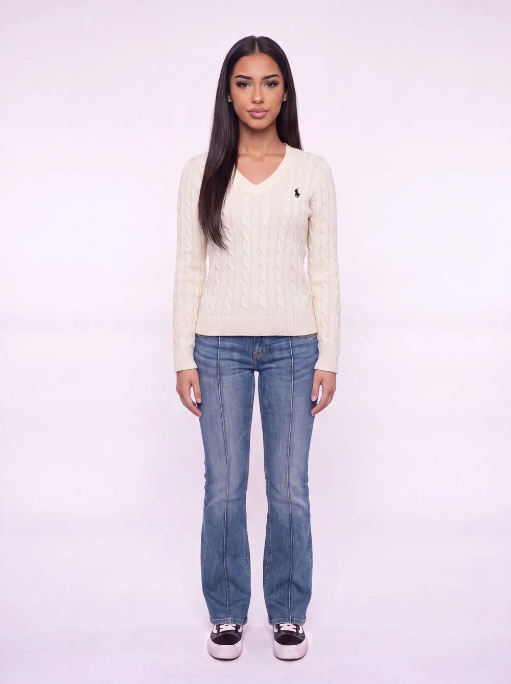 Cable Knit V-Neck Sweater