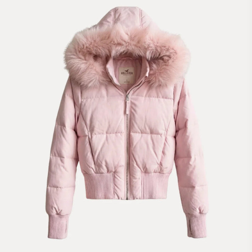 Daunenjacke mit Fellkapuze
