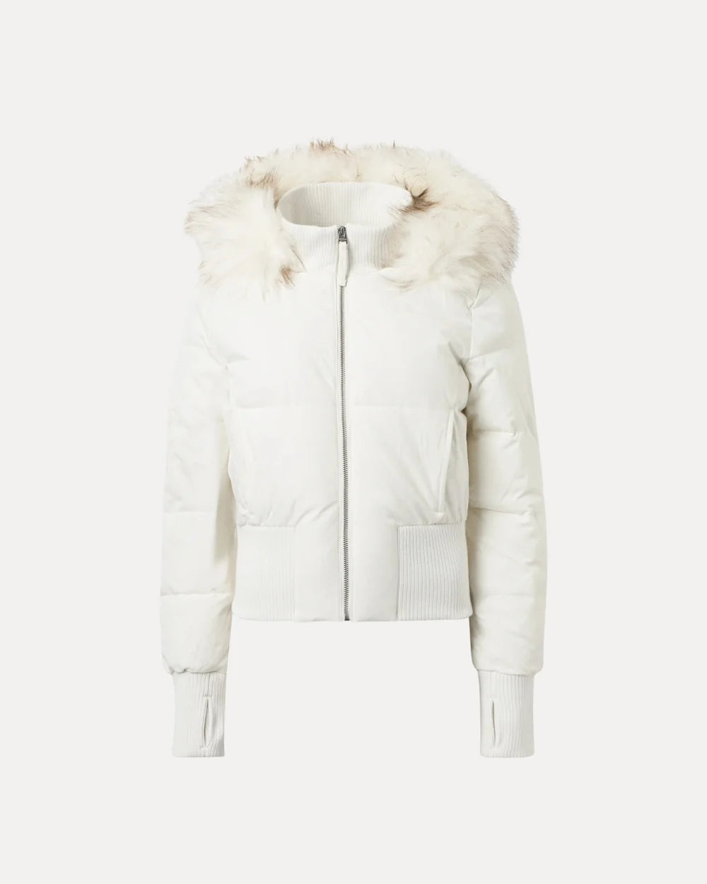 Daunenjacke mit Fellkapuze