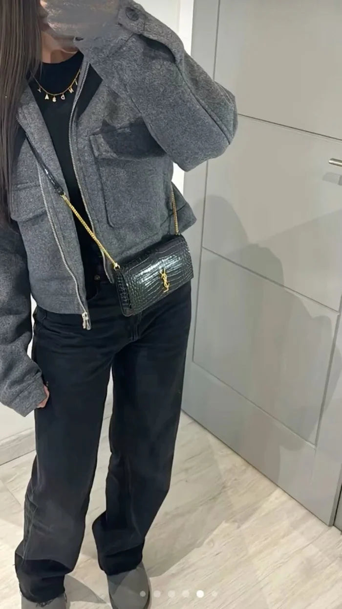 Cropped Woll Jacke