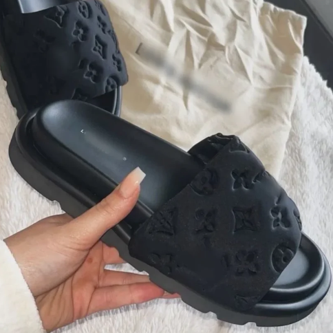 LV PILLOW SLIDES BLACK